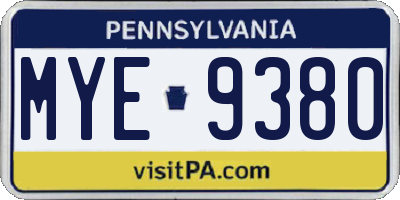 PA license plate MYE9380