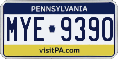 PA license plate MYE9390