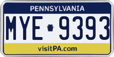 PA license plate MYE9393