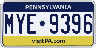 PA license plate MYE9396