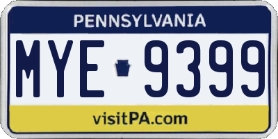 PA license plate MYE9399