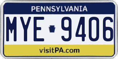 PA license plate MYE9406