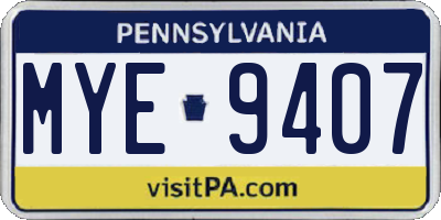 PA license plate MYE9407