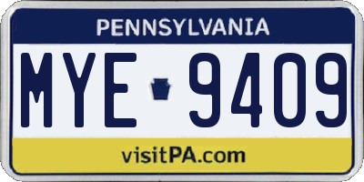 PA license plate MYE9409