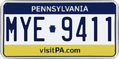 PA license plate MYE9411