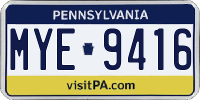 PA license plate MYE9416