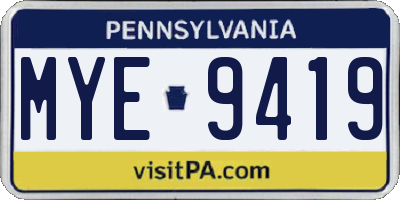 PA license plate MYE9419