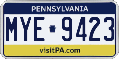PA license plate MYE9423