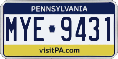 PA license plate MYE9431