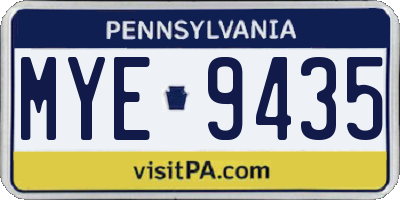 PA license plate MYE9435