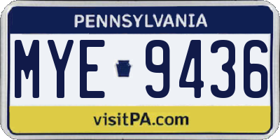 PA license plate MYE9436