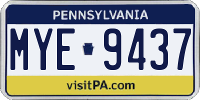 PA license plate MYE9437