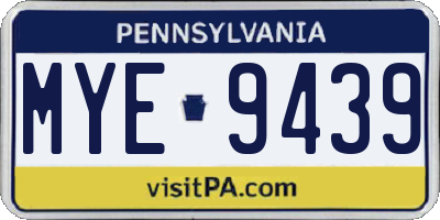 PA license plate MYE9439