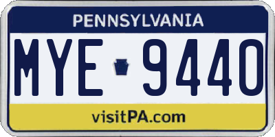 PA license plate MYE9440