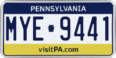PA license plate MYE9441