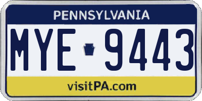 PA license plate MYE9443