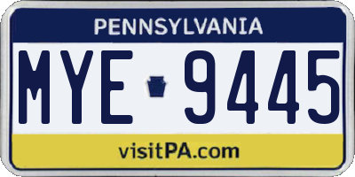 PA license plate MYE9445