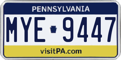 PA license plate MYE9447