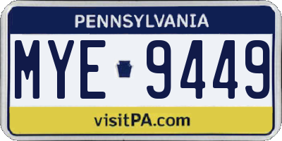 PA license plate MYE9449