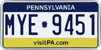 PA license plate MYE9451