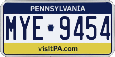 PA license plate MYE9454