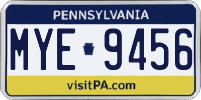 PA license plate MYE9456