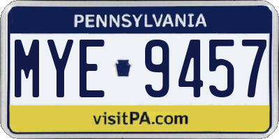 PA license plate MYE9457