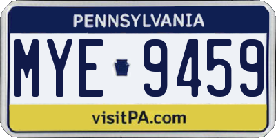 PA license plate MYE9459