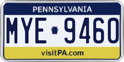 PA license plate MYE9460