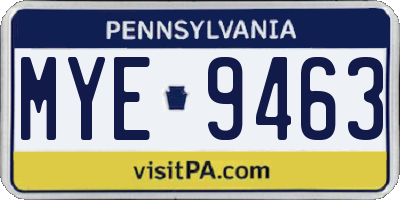 PA license plate MYE9463
