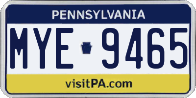 PA license plate MYE9465
