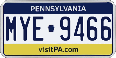 PA license plate MYE9466