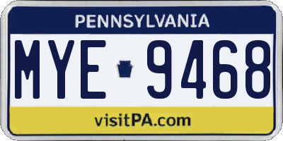 PA license plate MYE9468