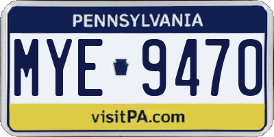 PA license plate MYE9470