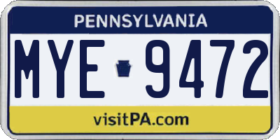 PA license plate MYE9472