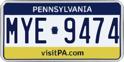 PA license plate MYE9474