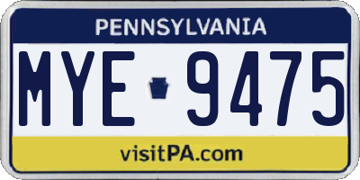 PA license plate MYE9475