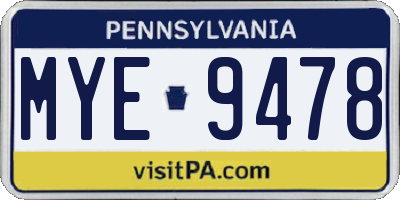 PA license plate MYE9478
