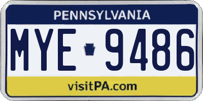 PA license plate MYE9486