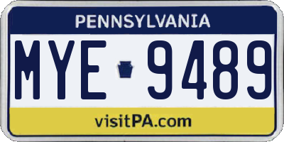 PA license plate MYE9489