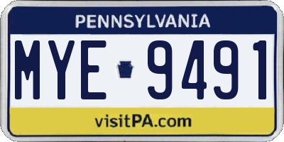 PA license plate MYE9491
