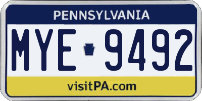 PA license plate MYE9492