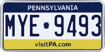 PA license plate MYE9493