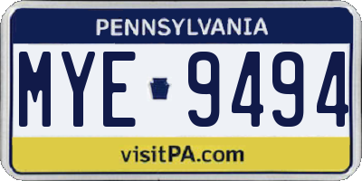 PA license plate MYE9494