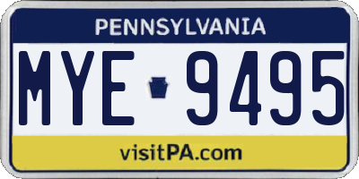 PA license plate MYE9495