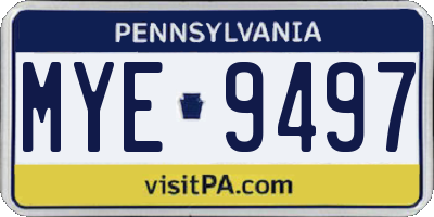 PA license plate MYE9497