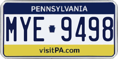 PA license plate MYE9498