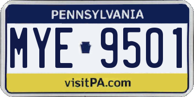 PA license plate MYE9501