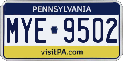 PA license plate MYE9502