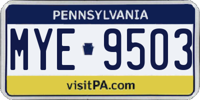 PA license plate MYE9503